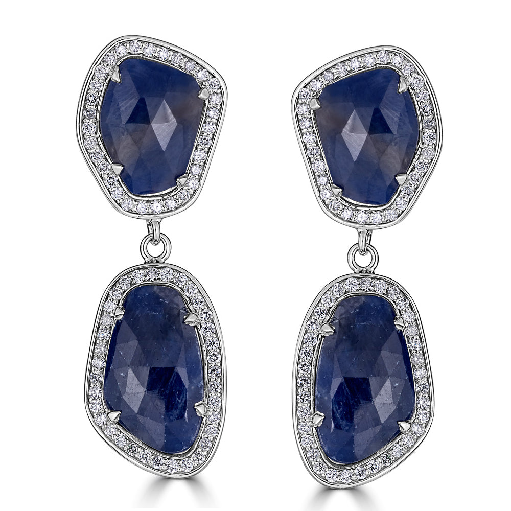 Blue & Pink Sapphire Slice Earrings